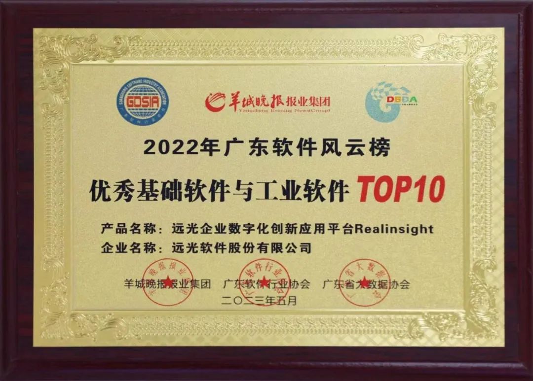 GA黄金甲企业化数字化创新应用平台Realinsight入选“优秀基础与工业软件TOP10”